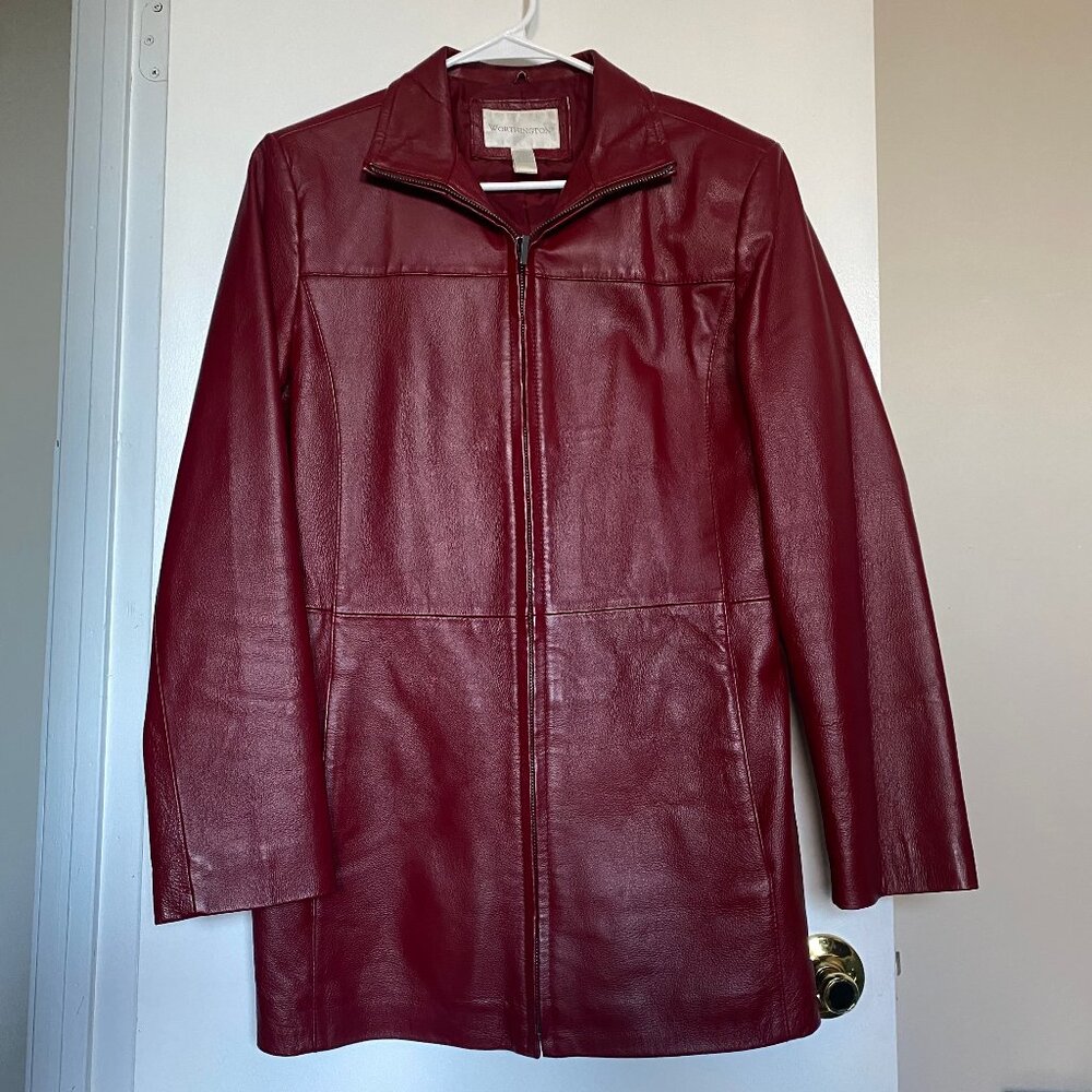 Worthington Red Wine Maroon Pleather Jacket Size Small